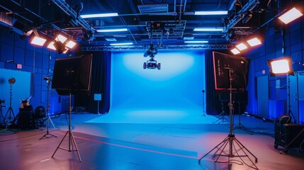 Film Production Studio A stateoftheart film production studio with natural light illuminating soundstages and editing suites for creating cinem  AI generated illustration