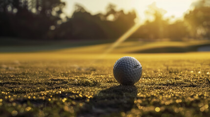 Golf ball on artificial grass in blue sky,Golf on tee. - obrazy, fototapety, plakaty