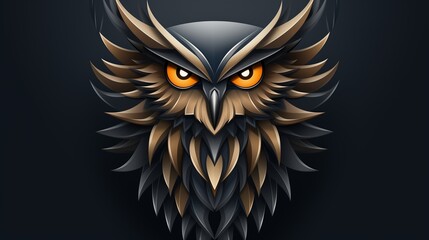 A wise owl logo icon with piercing, intelligent eyes. - obrazy, fototapety, plakaty