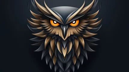 Foto auf Alu-Dibond A wise owl logo icon with piercing, intelligent eyes. © Ali