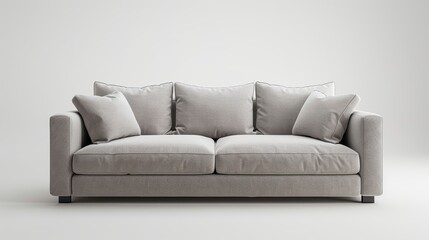 Grey Modern Sofa in Living Room: Front View Generative AI
