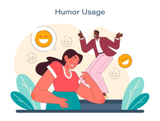 Humor usage concept. A lively vector scene where laughter is shared and joy is contagious