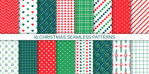 Xmas backgrounds. Seamless noel patterns. Vector illustration.