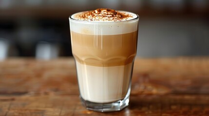 Close-Up Side View of Cappuccino Coffee in a Glass Generative AI