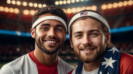 American fans supporting and cheering for their national team of USA on olympic games 