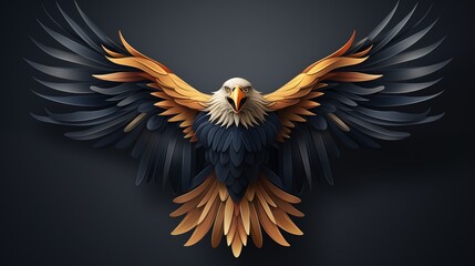 A dynamic logo icon depicting a soaring eagle in mid-flight. - obrazy, fototapety, plakaty