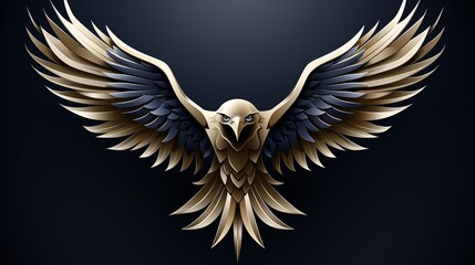 Naklejka premium A dynamic logo icon depicting a soaring eagle in mid-flight.