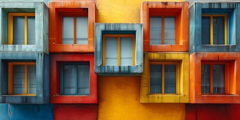 A grid of small square cubicles with light frames and colorful back panels, animated. Concept Home Decor, Modern Design, Interior Inspiration, Cubicle Organization, Colorful Accents