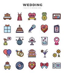 Wedding elements. Lineal Color web icon set. Simple vector illustration.