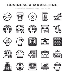 Business & Marketing Icons bundle. Lineal style Icons. Vector illustration.