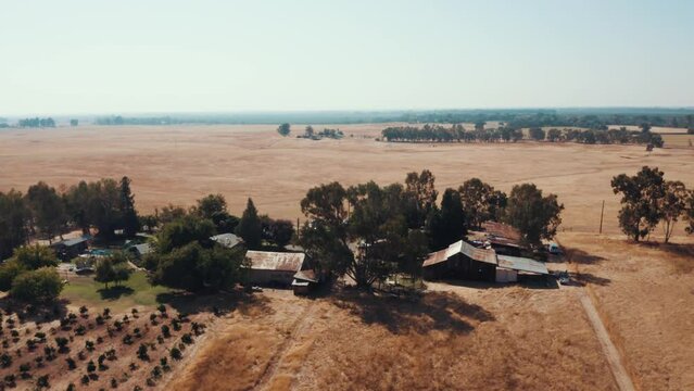 Country Barn and Estate With Golden Pasture