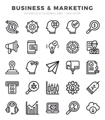 Set of Business & Marketing Icons. Simple Lineal art style icons pack.