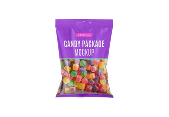 Gum Drops Candy Bag Mockup - obrazy, fototapety, plakaty
