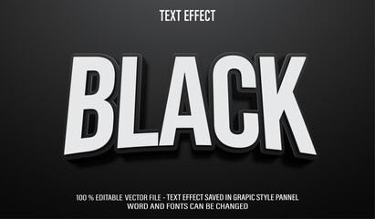 Black 3d editable text effect style - obrazy, fototapety, plakaty
