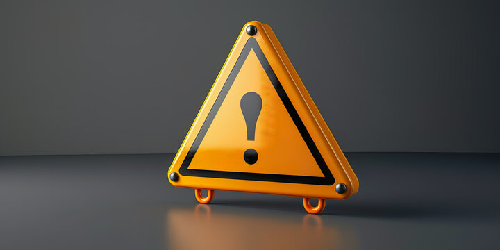 Warning symbol, 3D yellow color, exclamation mark