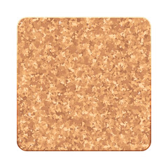 Realistic square cork coaster with rounded corners for hot and wet glasses