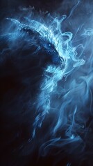 Mystical Dragon Smoke Ethereal Blue Fantasy Art