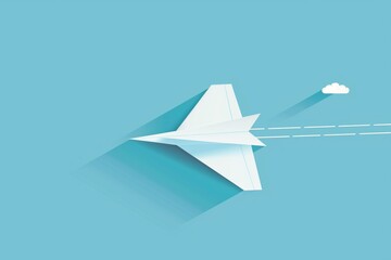 A paper plane in a tranquil sky of soft clouds, capturing the imagination and joy of simple pleasures.