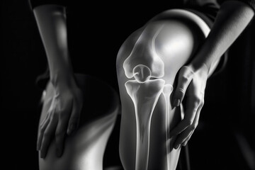 Close-up Of A Man Knee With A Pain Point Knee, Joint Examine And Exercise To Reduce Ache, Sportsman With Painful Knees Injury, Arthritis Rheumatoid Syndrome