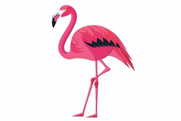 Simplistic digital art of a pink flamingo, standing gracefully, suitable for modern decor, nature illustrations, and simple aesthetics.
