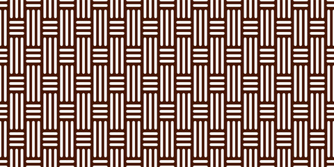 Vertical triple basketweave seamless pattern. Brown basket weave bamboo texture