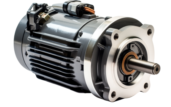An electric motor hums quietly on a stark white background