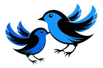  silhouette image,Blue bird,vector illustration,white background 