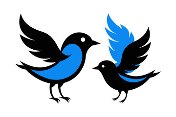  silhouette image,Blue bird,vector illustration,white background 