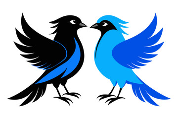  silhouette image,Blue bird,vector illustration,white background 