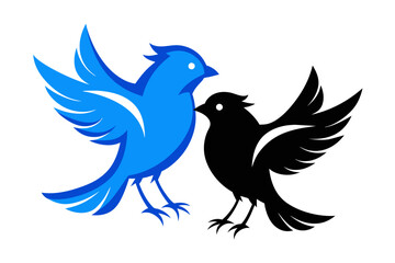  silhouette image,Blue bird,vector illustration,white background 