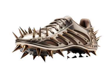 Pair of shoes adorned with sharp spikes, adding an edgy and rebellious touch to the footwear