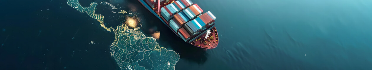 Global Supply Chain and Logistics, Sea Freight, Container Shipping - obrazy, fototapety, plakaty