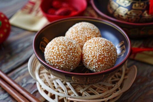 Chinese sesame cookie for Lunar New Year