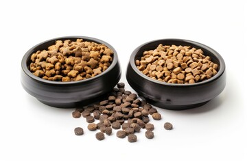 Fototapeta premium Dog and cat food in a bowl on white background isolated