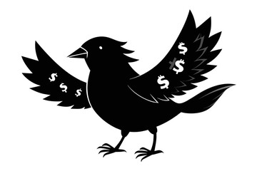  silhouette image,Cash bird,vector illustration,white background