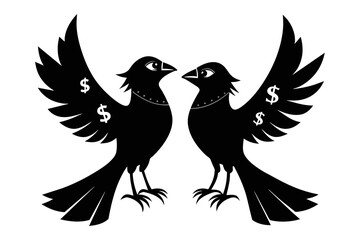  silhouette image,Cash bird,vector illustration,white background