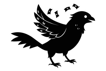  silhouette image,Cash bird,vector illustration,white background