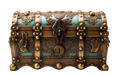 A beautifully crafted decorative chest with an intricate lock, adding an element of mystery and allure
