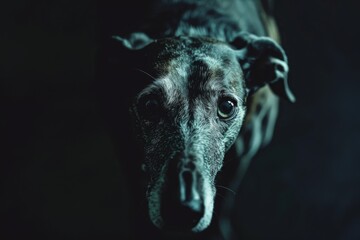 A greyhound staring at the camera