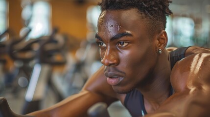 Fit Man Participating in Indoor Cycling Class Generative AI