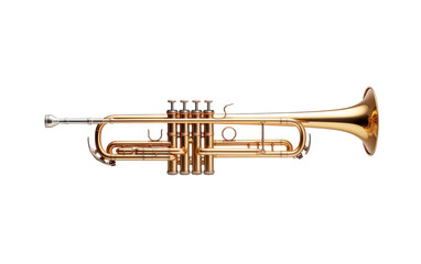Obraz premium A shiny brass trumpet gleams on a white background