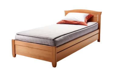 A cozy bed with a rustic wooden headboard and foot board, inviting relaxation and sweet dreams