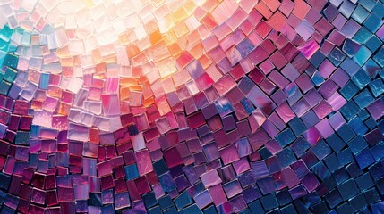 Close up of colourful rainbow mosaic background. Tiles geometric shapes banner