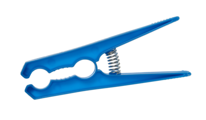 Blue open clothespin isolated on white, clipping