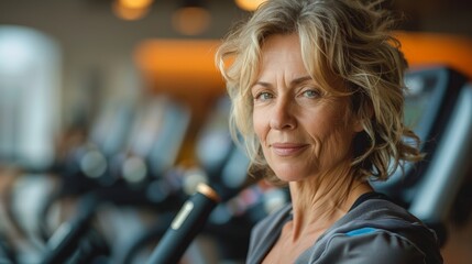 Vibrant Senior Woman Exercising on Treadmill at Gym Generative AI