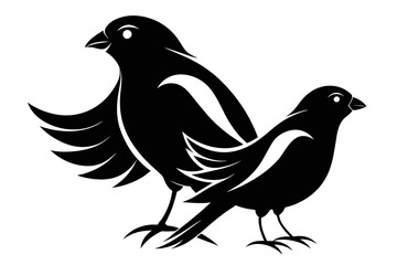  silhouette image,Dewey bird,vector illustration,white background