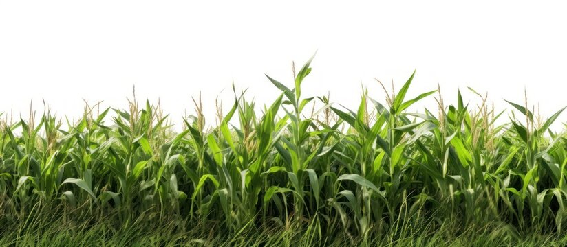 A selective focus picture of corn cob in organic corn field. AI generated