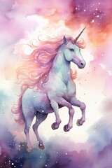 Obraz na płótnie Canvas A celestial unicorn galloping through a constellation