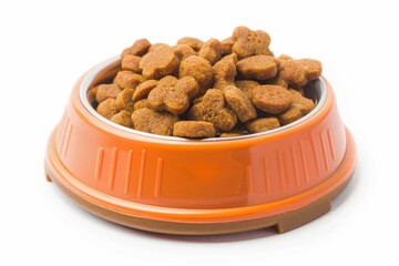 Dog food in white bowl with clipping path