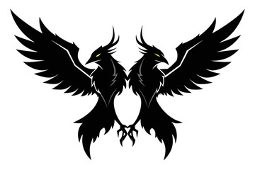 silhouette image,Diablo bird,vector illustration,white background